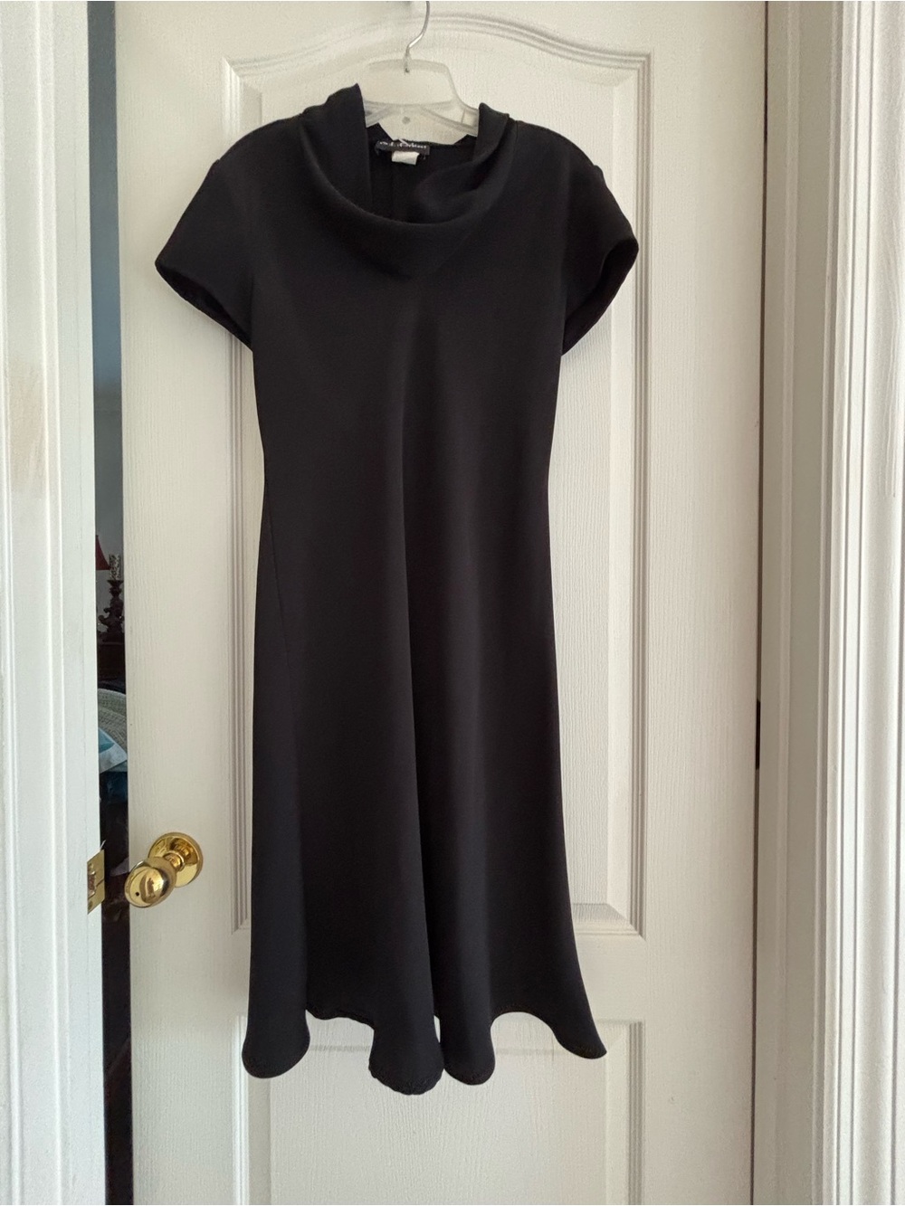 S.L. Fashions sz 10 vintage 90’s Black Cowl Neck Midi Dress minimalist classic - Picture 9 of 12